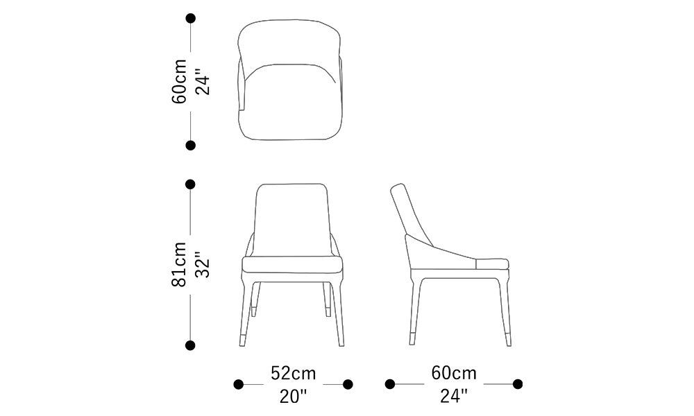 Image of the main dimensions of the product